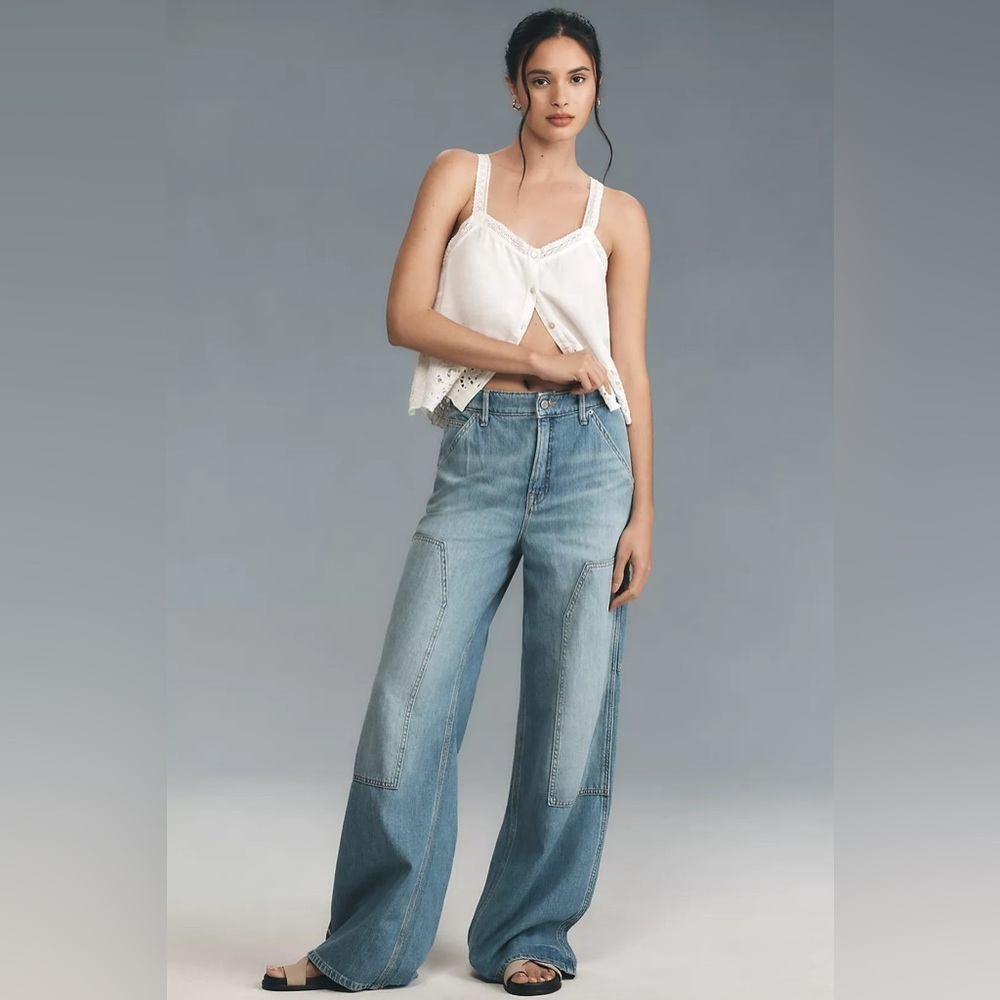 NWT! Good American Good Ease High-Rise Relaxed Carpenter Jeans - Size 2 📢